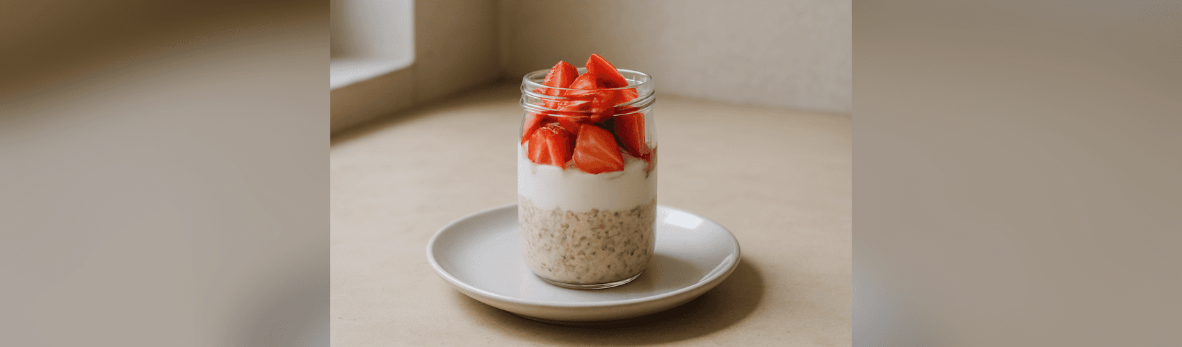 Овесени ядки с кисело мляко и плодове (overnight oats)